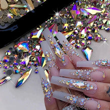 Load image into Gallery viewer, 180pcs AB Flatback Glass Nail Rhinestones - Multi-Shape Gems for DIY Nail Art
