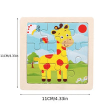 Load image into Gallery viewer, 11cm/4.33in Kids Wooden Jigsaw Puzzle Games Cartoon Animal Vehicle Pattern Children Montessori Educational Toys

