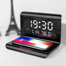 Load image into Gallery viewer, Creative Clock Multifunctional Three-Electric Wireless Charger LED Charging Pad Station Phone Digital Desk Thermometer Wireless
