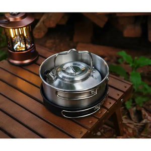 0.9L Stainless Steel Backpacking Camping Kettle Bushcraft Gear Outdoor Durable Teapot High Quality