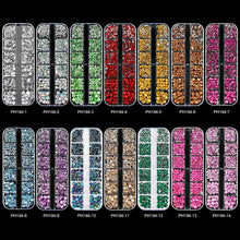 Load image into Gallery viewer, 12 Grids Mixed Nail Rhinestones - SS6-SS30 Flat-Back Glass Gems for Nail Art
