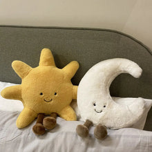 Load image into Gallery viewer, Adorable Smile Face White Moon Yellow Sun Plushie Stuffed Cute Cartoon Weather Plush Toy for Kid Bedroom Decor Sofa Throw Pillow

