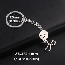 Load image into Gallery viewer, Teamer Funny Middle Finger Stickman Keychain 2025 Cute Trend School Bag Car Key Pendant Couple New Trinket Gift Keyring
