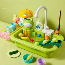 Load image into Gallery viewer, Kids Kitchen Sink Toys Electric Dishwasher Playing Toy With Running Water Pretend Play Food Fishing Toy Role Playing Girls Gift
