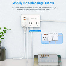 Load image into Gallery viewer, Ultra-Thin Surge Protector Power Strip — 6 Outlets + 4 USB Ports, 5ft Extension Cord | Flat Plug Wall Mount Adapter for Home &amp; Office
