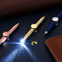 Load image into Gallery viewer, LED Gyro Spinner Pen – Multifunctional Metal Fidget Ballpoint Pen with Light | Stress Relief Spinning Pen for Writing, Focus &amp; Gifts
