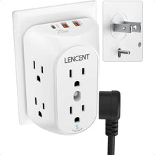 Load image into Gallery viewer, 2 Prong Power Strip 3 to 2 Prong Grounding Adapter 6 Outlet PD20W 2 USB A Port 1728J Surge Protector 3Sided Wide Spaced Extende

