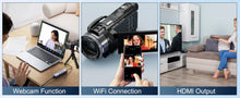 Load image into Gallery viewer, NBD 4K HD&amp;48MP Camcorder Video Camera With Wi-Fi &amp; App Control,Video Recorder with 3X Battery Life, 16X Zoom, 270° IPS Screen
