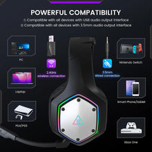 Load image into Gallery viewer, EKSA 2.4GHz Wireless Headphones E1000 WT 7.1 Surround Wired Gaming Headset Gamer with ENC Mic Low Latency for PC/PS4/PS5/Xbox
