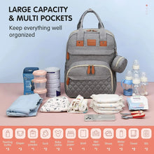 Load image into Gallery viewer, 3 in 1 Diaper Bag Backpack with Foldable Baby Bed &amp; USB
