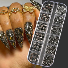 Load image into Gallery viewer, 100/50cm Luxury Crystal Chain Nail Charms - 1.5/2mm Clear &amp; AB Diamond Nail Art Decoration
