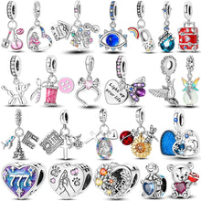 Load image into Gallery viewer, 925 Sterling Silver Pink Butterfly &amp; Luminous Firefly Charm – Dangle Bead for Bracelet or Necklace | Elegant DIY Jewelry Gift for Women
