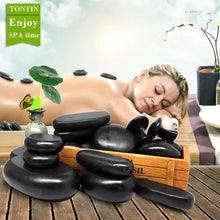 Load image into Gallery viewer, Hot Stone Massage Set Relieve Stress Back Pain Health Care Acupressure Lava Basalt Stones for Healthcare hot spa rock
