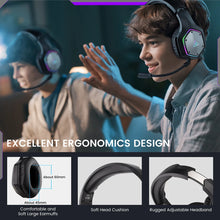 Load image into Gallery viewer, EKSA 2.4GHz Wireless Headphones E1000 WT 7.1 Surround Wired Gaming Headset Gamer with ENC Mic Low Latency for PC/PS4/PS5/Xbox
