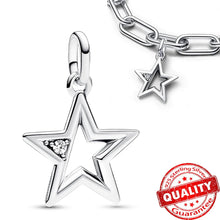 Load image into Gallery viewer, Sparkling Star Mini Dangle Charm - 925 Sterling Silver Green Heart Charm for Me Bracelet, Zircon &amp; Crystal Accent, Customizable Girl Party Jewelry
