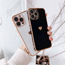 Load image into Gallery viewer, Luxurious Heart Soft Anti-Scratch Full Lens Protection Silicone Girls Shockproof Phone Case for iPhone Phone Case For iPhone 14 13 12 Pro 12Mini Soft Women Elegant Love Heart Shockproof Bumper Phone Case
