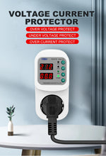 Load image into Gallery viewer, TOSVA-16 Reclosable Voltage current Protector Socket AC 110V 220V Adjustable 16A Power Surge Protector EU Plug Socket TOMZN
