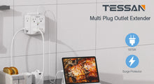 Load image into Gallery viewer, TESSAN Multi Outlet Splitter with 8 AC Outlets &amp; 3 USB (1 USB C) Surge Protector Multi Outlet Extender for Home Office Dorm
