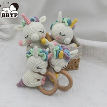 Load image into Gallery viewer, Baby Security Blanket Towel Feeding Bib Soft Towel Cotton Burping Cloth Infant Shower Gift Knitted Lovely Animal Rattle Sleep To
