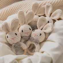 Load image into Gallery viewer, Baby Crochet Rattle Wooden Teether Toy BPA Free
