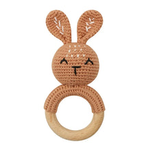 Load image into Gallery viewer, BPA Free Baby Wooden Teether Crochet Rattle Toy for Newborns
