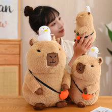 Load image into Gallery viewer, Strawberry Hat Capybara Plush – Small Turtle Backpack Pendant Toy
