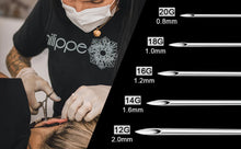 Load image into Gallery viewer, Disposable Sterile Body Piercing Needles 12G 14G 16G 18G 20G Medical Tattoo Needle for Navel Nipple Lip Ring Kit Surgical Tools
