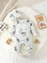 Load image into Gallery viewer, 2 PCS Baby Romper with Hat Set Long Sleeve Elephant Embroidery Outfit for Boys &amp; Girls 0–2 Years
