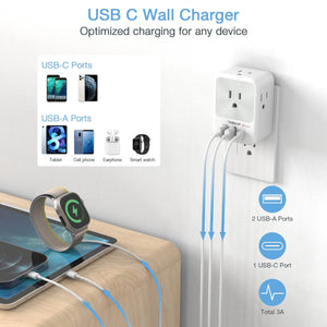 TESSAN Multi Outlet Splitter with 8 AC Outlets & 3 USB (1 USB C) Surge Protector Multi Outlet Extender for Home Office Dorm