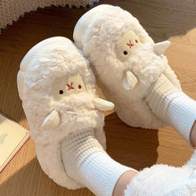 Load image into Gallery viewer, Winter Cartoon Plush Slippers Warm Fluffy Faux Fur Sheep Design Indoor Home Couple Cotton Slippers for Men And Women
