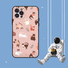Load image into Gallery viewer, Cat Cute Art Phone Case For Iphone 8 7 6 6s Plus X Se 2020 Xr Xs 14 11 12 13 Mini Pro Max Mobile Case  Transparent Soft Protective Clear Case Compatible For Iphone

