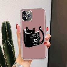 Load image into Gallery viewer, Black Cat Cartoon Cute For Iphone 11 13 14 Pro Max 12 Mini Phone Case X Xs Xr 6 6s 8 7 Plus Se 5 5s Cover Cute Funny Aesthetic Cat Design Pattern Silicone Soft Phone Case
