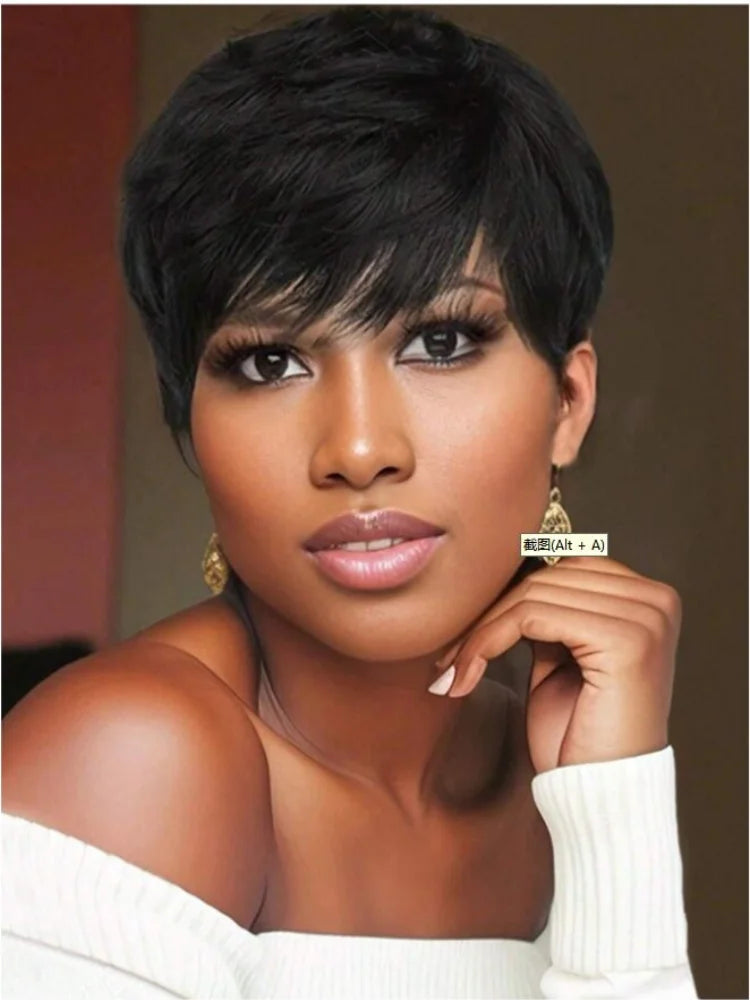 Short Wig for Women, Synthetic Wig, Non-adhesive, Wear-resistant, Heat-Resistant, Natural, Short Layer, Suitable for beginners