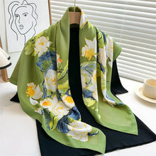 Load image into Gallery viewer, 90x90cm Square Silk-Feel Scarf – Luxury Women’s Shawl &amp; Head Wrap
