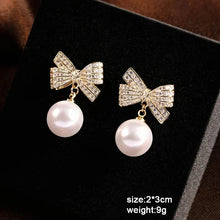 Load image into Gallery viewer, White Flower &amp; Butterfly Dangle Earrings – Acrylic Pearl Heart Jewelry

