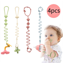 Load image into Gallery viewer, 4PCS Adjustable Silicone Pacifier Chain Set | Safe Teether Toys for Baby Crib, High Chair &amp; Gift Set – Beige
