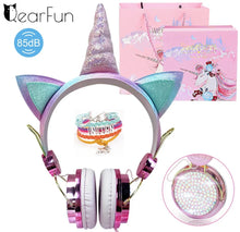 Load image into Gallery viewer, Cute Unicorn Headphones 3D Stereo Music Kids Headphones With Microphone Girls Cell Phone Children's Wired Headset Gamer Gift

