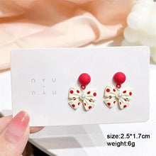 Load image into Gallery viewer, White Flower &amp; Butterfly Dangle Earrings – Acrylic Pearl Heart Jewelry
