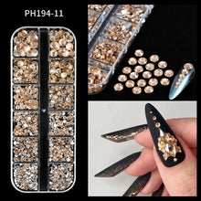 Load image into Gallery viewer, 12 Grids Mixed Nail Rhinestones - SS6-SS30 Flat-Back Glass Gems for Nail Art

