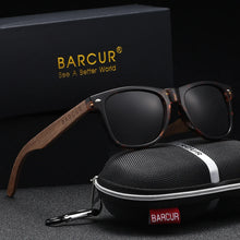 Load image into Gallery viewer, BARCUR Black Walnut Polarized Sunglasses for Men UV400 Sunscreen Protection Wooden Frame Polarized Lenses Presented in an Original Brand Box for Summer
