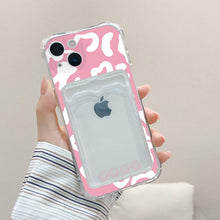 Load image into Gallery viewer, Transparent Cute Heart Pattern Phone Cases For iPhone 13 14 Pro Max Simple Luxurious Love Gradient Silicon Wallet Cover Card Holder Shockproof Bumper Protective Cover
