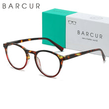 Load image into Gallery viewer, BARCUR Simple Men’s Presbyopia Glasses Comfortable Lightweight Leopard Pattern PC Anti-Slip Round Frame Transparent Acrylic Lenses for Women’s Reading Glasses
