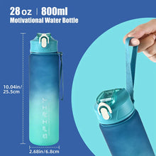 Load image into Gallery viewer, 800ML Large Capacity Sports Water Bottle | Leak-Proof BPA-Free Plastic Jug with Straw &amp; Rope for Gym, Outdoor &amp; Travel
