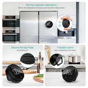 ORIA Magnetic Timer Countdown Stopwatch Manual Rotation Counter Work Sport Study Alarm Clock LED Digital Kitchen Cooking Timer