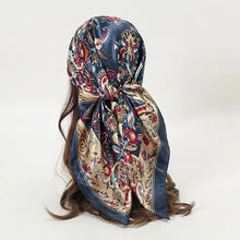 Load image into Gallery viewer, Satin Square Scarf – Elegant 2025 Print Hijab, Shawl &amp; Hair Wrap
