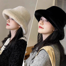 Load image into Gallery viewer, Fluffy Fur Fisherman Hat For Women Winter Plush Ear Protection Cap Windproof Warm Female Panama Caps Solid Fashion Bucket Hat
