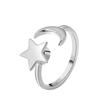 Load image into Gallery viewer, Anti-Stress Spinner Ring for Women – 18K Gold Plated Stainless Steel Fidget Ring with Sunflower &amp; Star Design, Anxiety Relief Jewelry Gift
