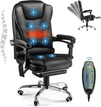 Load image into Gallery viewer, Office Chair with 7 Point Vibrating Massage&amp;Heat Functions, Ergonomic Recliner Chair w/Footrest PU Leather Wide Computer Desk Ch
