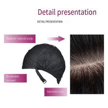 Load image into Gallery viewer, Short hair synthetic wig with side parting, locks around the collarbone, hair made of high-temperature fibers, full head cover.
