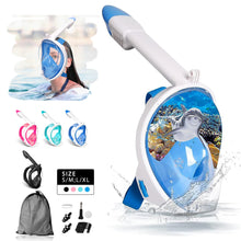 Load image into Gallery viewer, Full Face Snorkel Mask Adults,Suitable for Beginners Dry Top Snorkeling Gear 180 Degrees Panoramic View,Anti-Fog Anti-Leak
